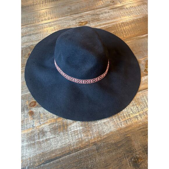 American Eagle Floppy Rancher Hat Navy Blue Red White Design One Size 100% Wool - Picture 1 of 4